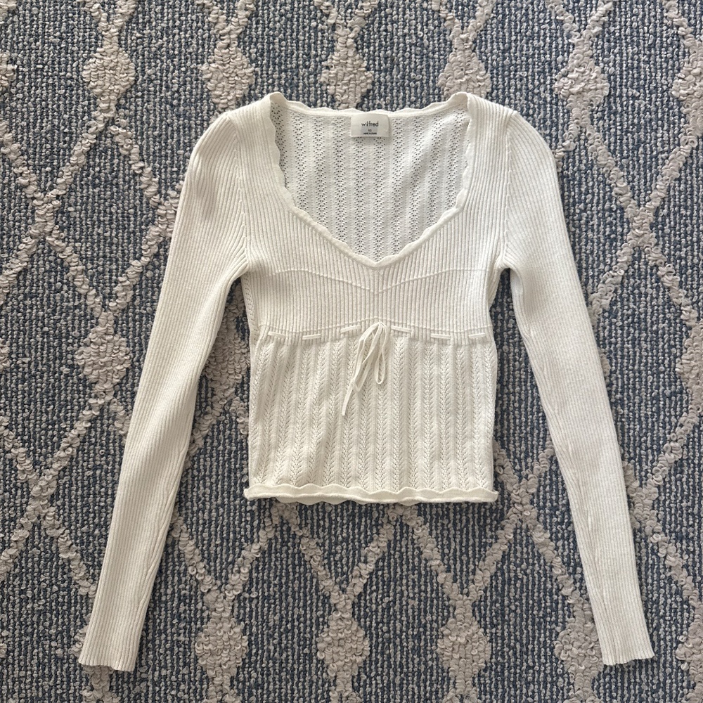 Aritzia Wilfred Soloist cream knit long sleeve top xs